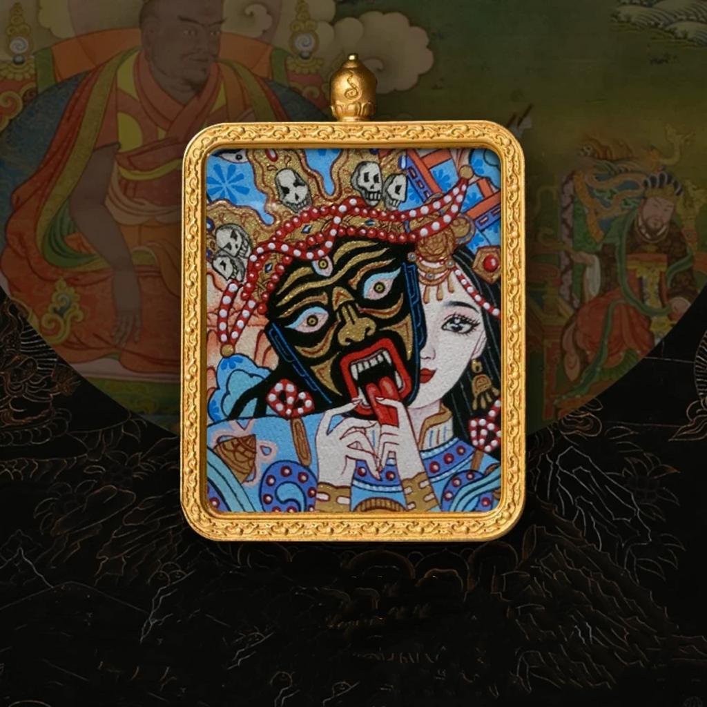Hand-Painted Amulet Buddha Card Painting Ensuring Peace and Auspiciousness Warding Off Evil Spirits Necklace Pendant My Store