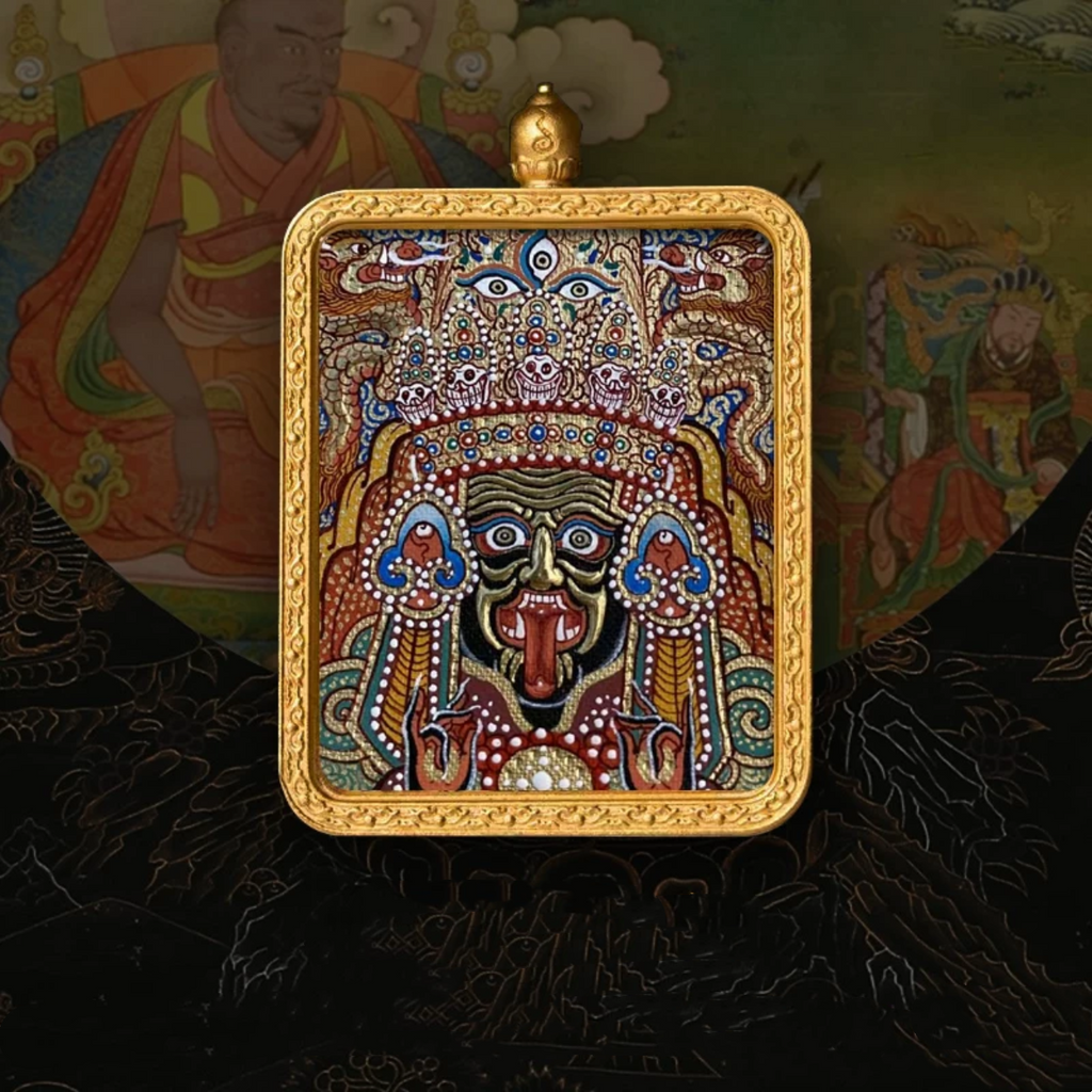 Hand-Painted Amulet Buddha Card Painting Ensuring Peace and Auspiciousness Warding Off Evil Spirits Necklace Pendant My Store