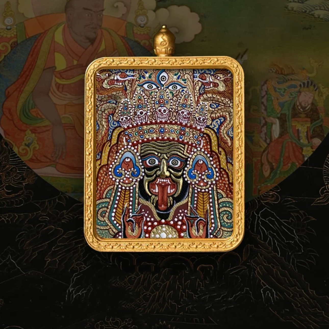 Hand-Painted Amulet Buddha Card Painting Ensuring Peace and Auspiciousness Warding Off Evil Spirits Necklace Pendant My Store