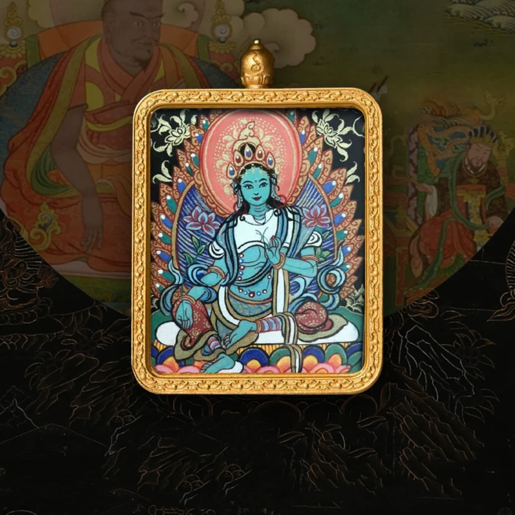 Hand-Painted Amulet Buddha Card Painting Ensuring Peace and Auspiciousness Warding Off Evil Spirits Necklace Pendant My Store