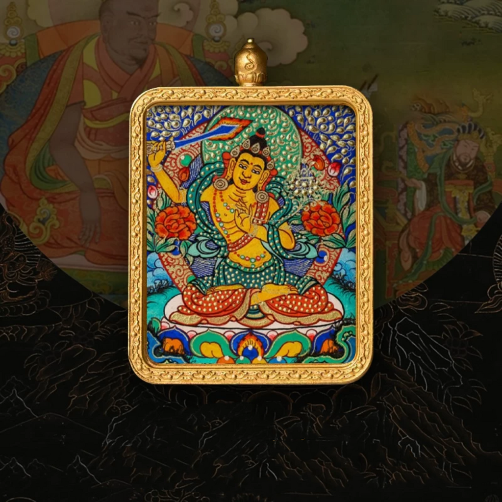 Hand-Painted Amulet Buddha Card Painting Ensuring Peace and Auspiciousness Warding Off Evil Spirits Necklace Pendant My Store