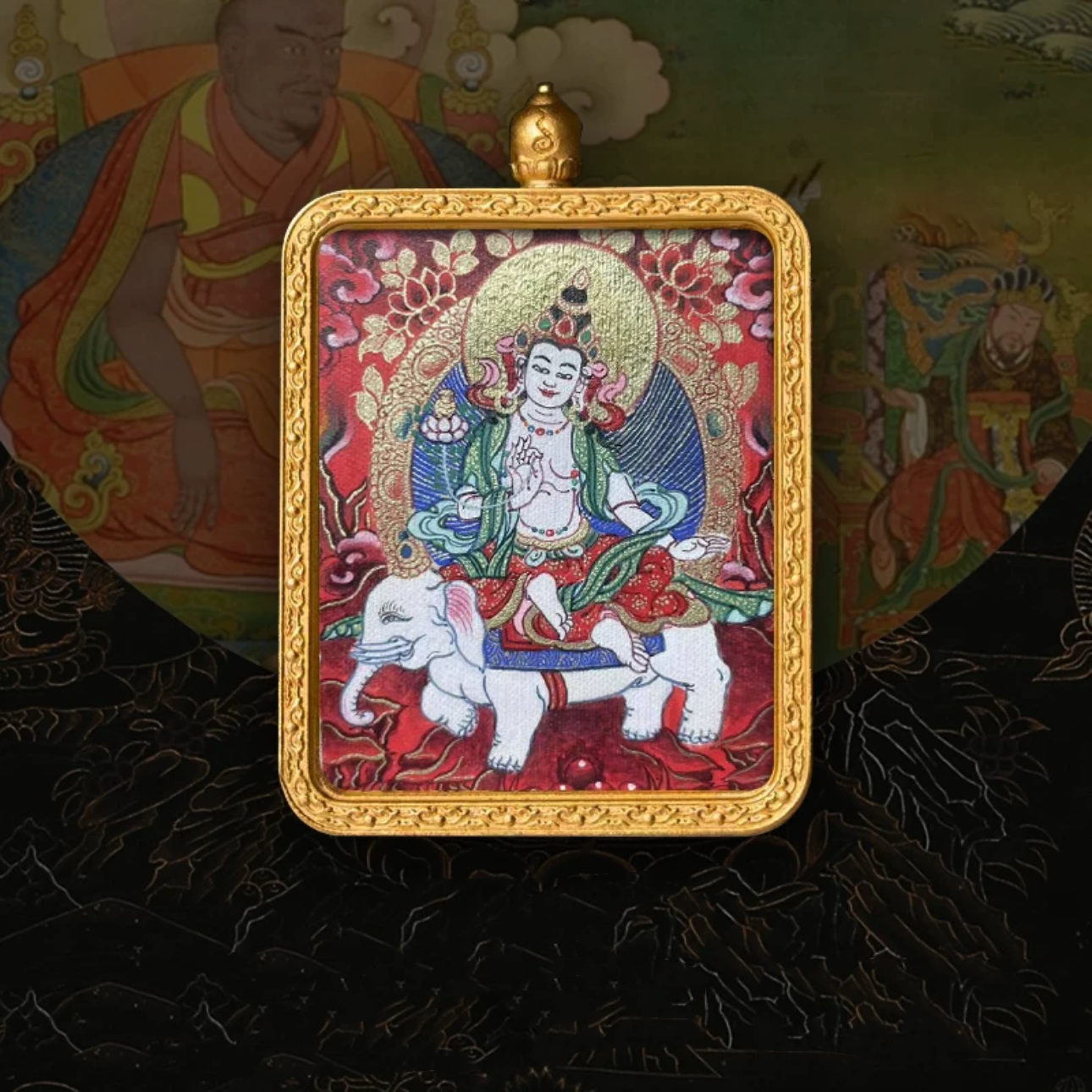 Hand-Painted Amulet Buddha Card Painting Ensuring Peace and Auspiciousness Warding Off Evil Spirits Necklace Pendant My Store