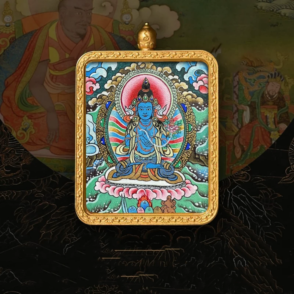 Hand-Painted Amulet Buddha Card Painting Ensuring Peace and Auspiciousness Warding Off Evil Spirits Necklace Pendant My Store