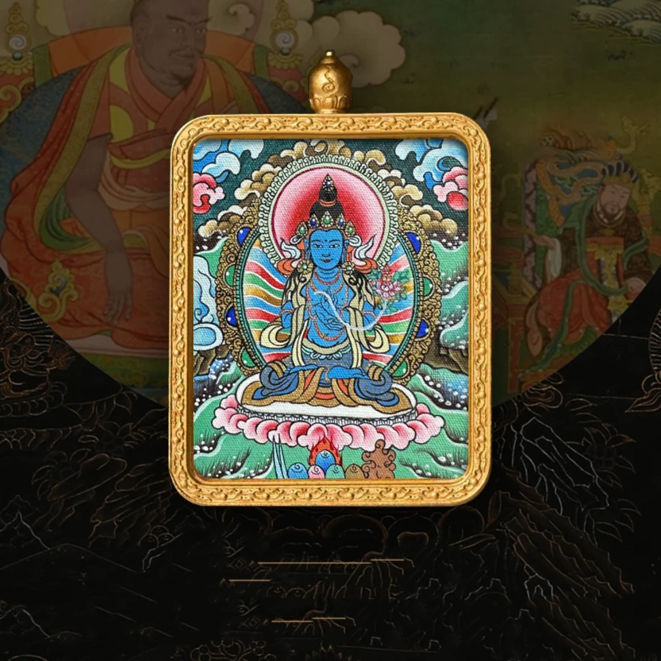 Hand-Painted Amulet Buddha Card Painting Ensuring Peace and Auspiciousness Warding Off Evil Spirits Necklace Pendant My Store