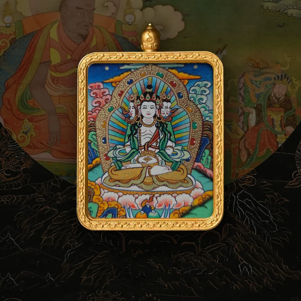 Hand-Painted Amulet Buddha Card Painting Ensuring Peace and Auspiciousness Warding Off Evil Spirits Necklace Pendant My Store