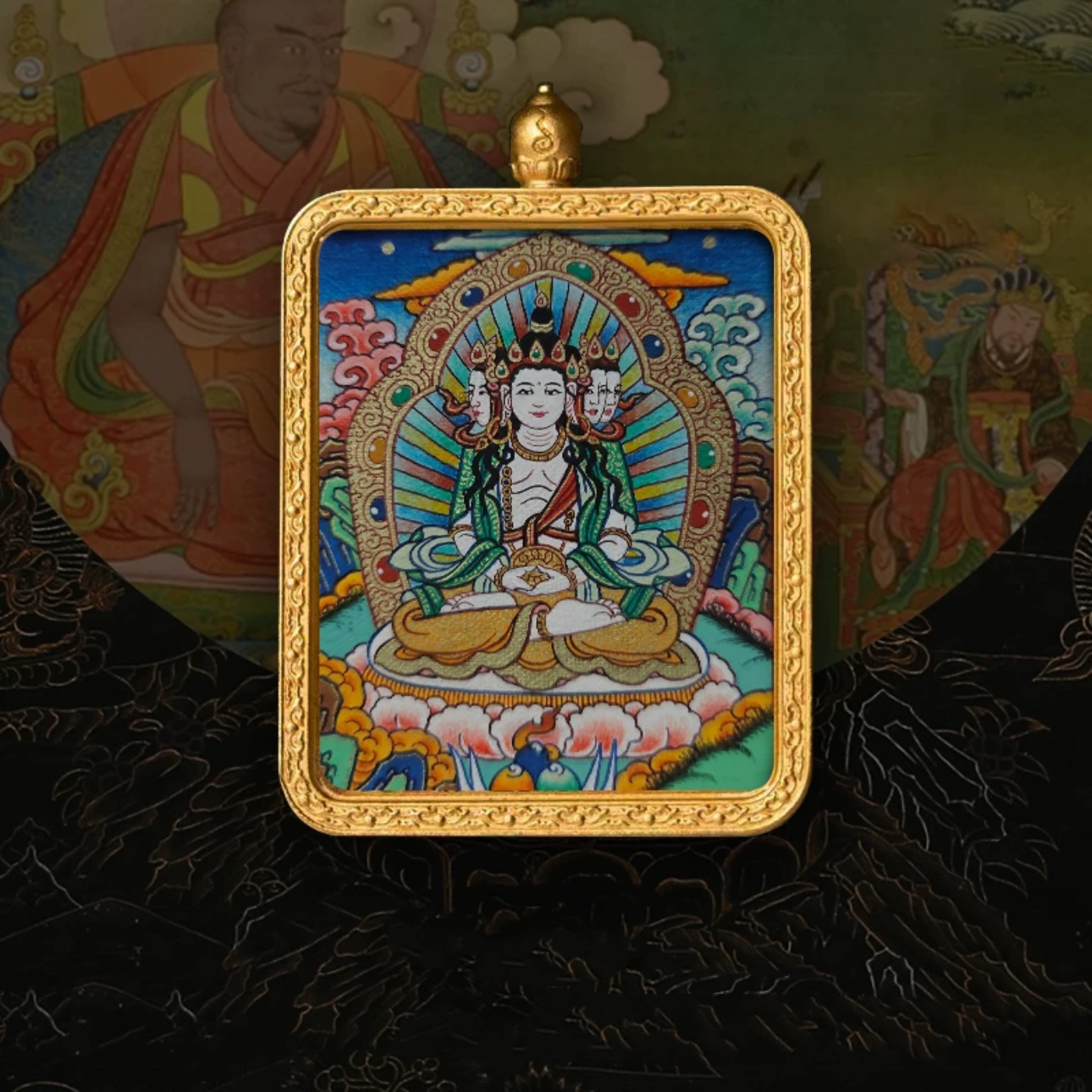 Hand-Painted Amulet Buddha Card Painting Ensuring Peace and Auspiciousness Warding Off Evil Spirits Necklace Pendant My Store