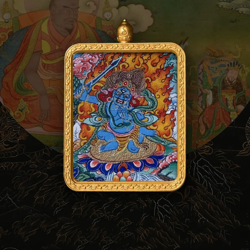 Hand-Painted Amulet Buddha Card Painting Ensuring Peace and Auspiciousness Warding Off Evil Spirits Necklace Pendant My Store