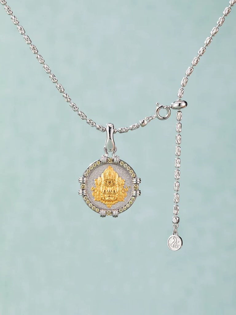 Prime Feng Shui Wealth Gold Sliver Thangka Necklace Amulet for Decor Meditation Yoga My Store