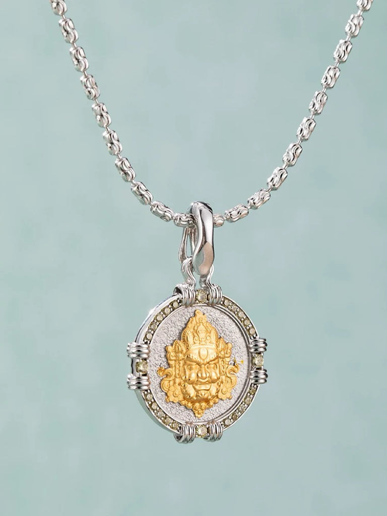 Prime Feng Shui Wealth Gold Sliver Thangka Necklace Amulet for Decor Meditation Yoga My Store