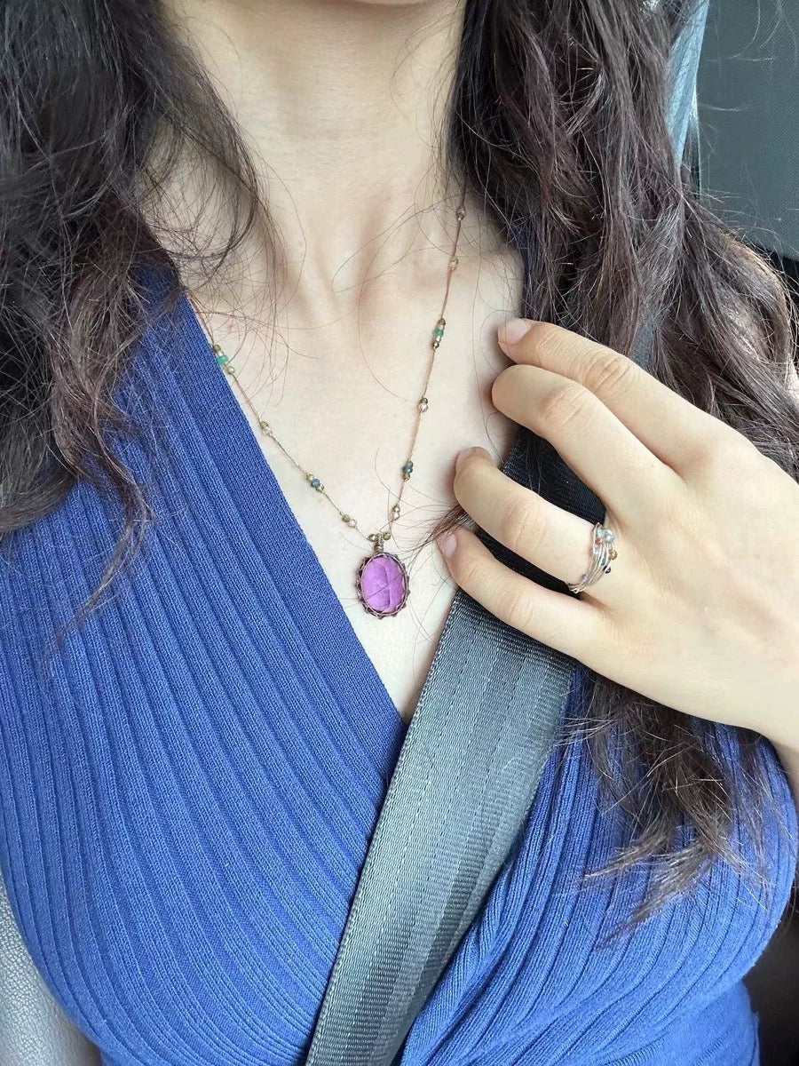 Healing Quartz Crystal Worry Stone for Love Healthy Luck Wealth and Attracts Success Energy Necklaces My Store