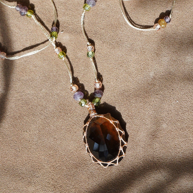 Healing Quartz Crystal Worry Stone for Love Healthy Luck Wealth and Attracts Success Energy Necklaces My Store