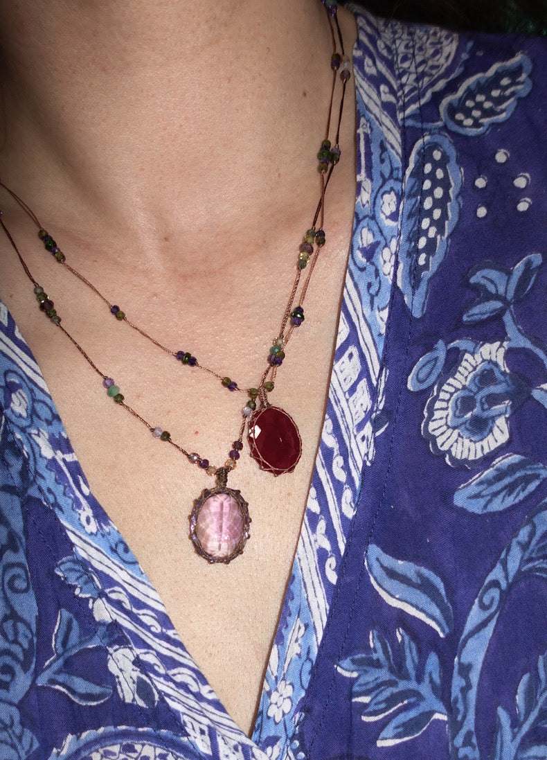 Healing Quartz Crystal Worry Stone for Love Healthy Luck Wealth and Attracts Success Energy Necklaces My Store