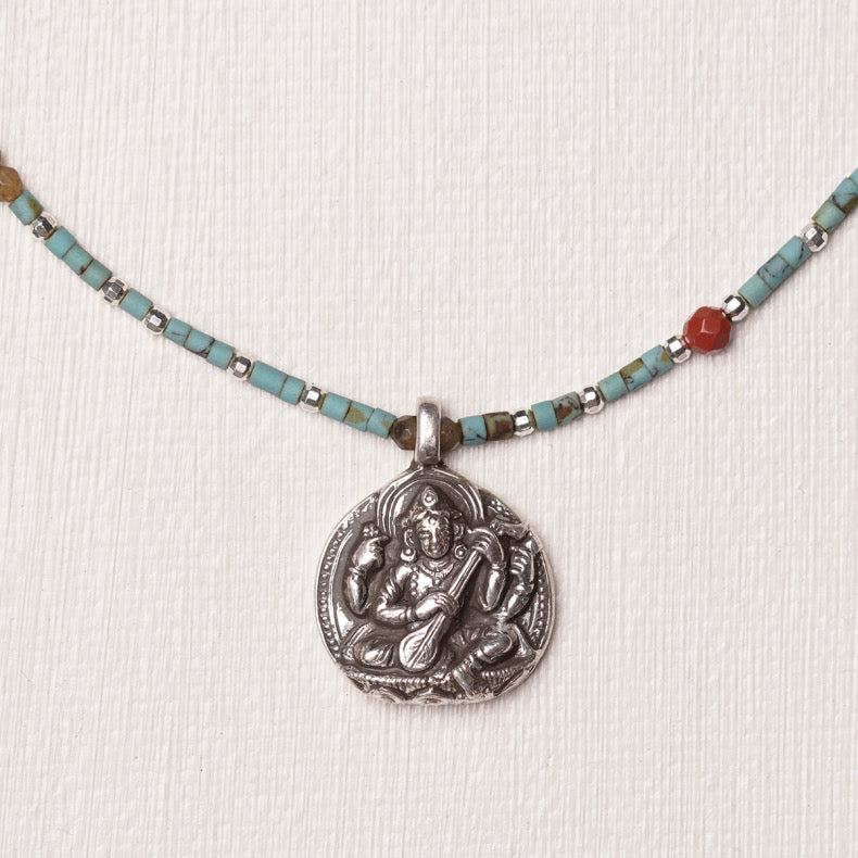 💲New Sterling Silver Nepalese Handmade Buddha Necklace Crystal Glass Pendant My Store