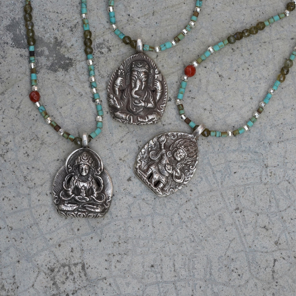💲New Sterling Silver Nepalese Handmade Buddha Necklace Crystal Glass Pendant My Store