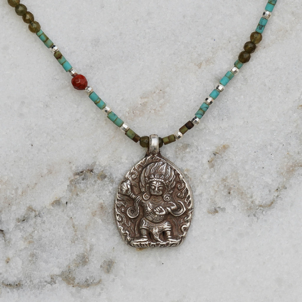 💲New Sterling Silver Nepalese Handmade Buddha Necklace Crystal Glass Pendant My Store