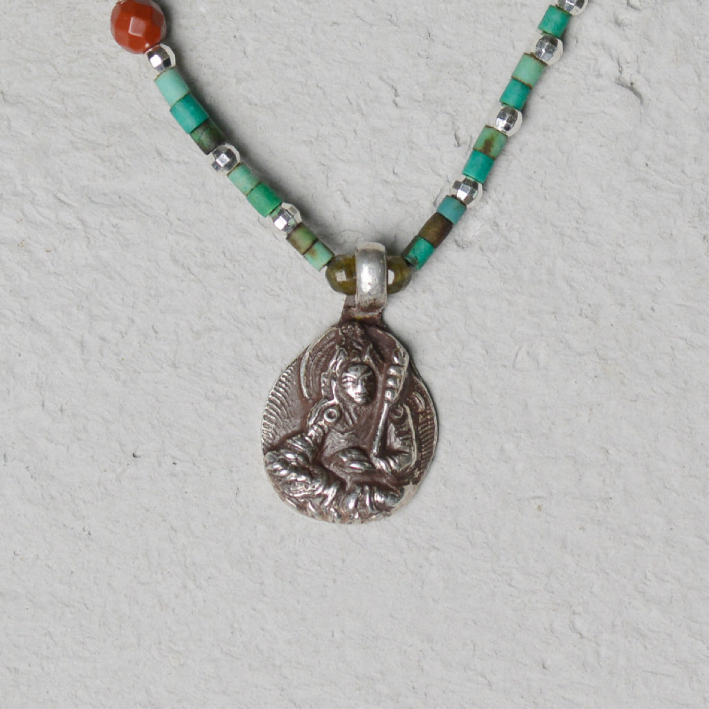 💲New Sterling Silver Nepalese Handmade Buddha Necklace Crystal Glass Pendant My Store