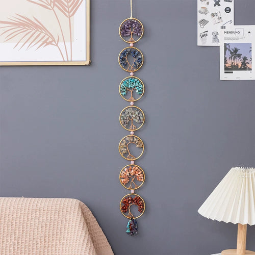 Chakra Stones Hanging Ornament 7 Chakra Healing Crystals Life Tree Colorful Handmade My Store