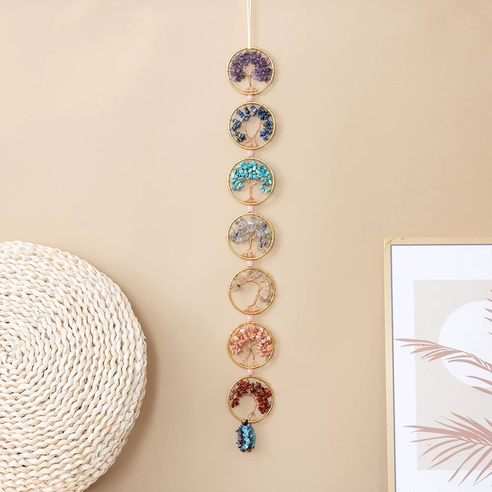 Chakra Stones Hanging Ornament 7 Chakra Healing Crystals Life Tree Colorful Handmade My Store
