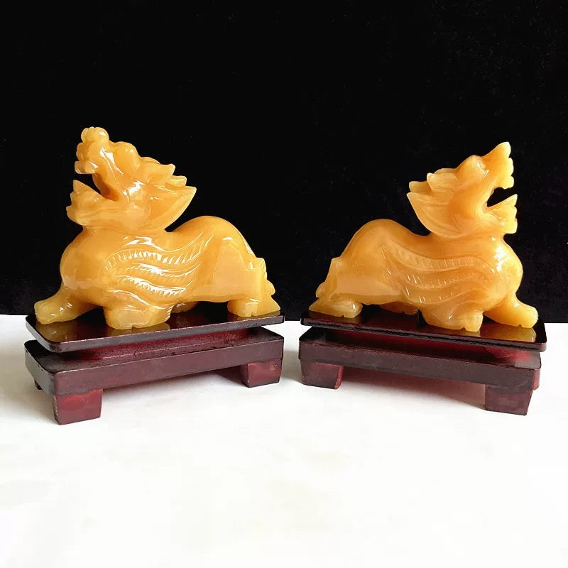 Yellow Jade Pixiu Home Decor - Natural Jade Treasure Bowl with Crystal Set Feng Shui Decorations for Wealth My Store