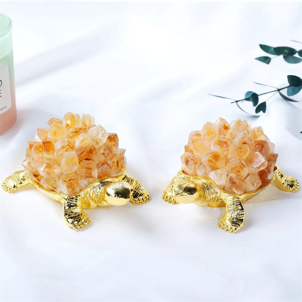 Feng Shui Money Turtle Crystal Cluster Gather Wealth Pure Natural Handmade Turtle Ornaments My Store