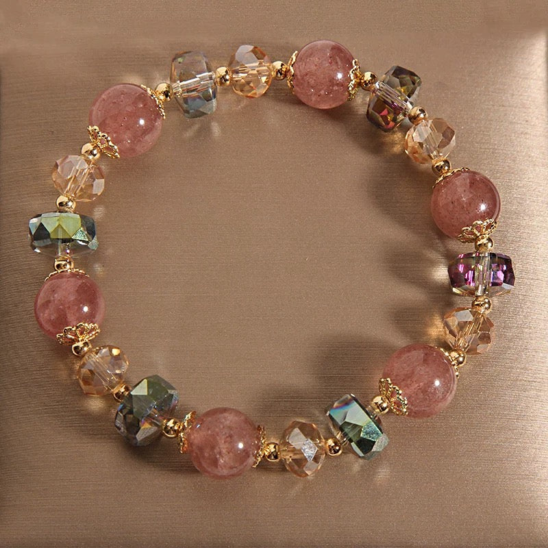 Natural Crystal Rose Quartz Heartthrob Bracelet Fresh Sweet Love Charm My Store