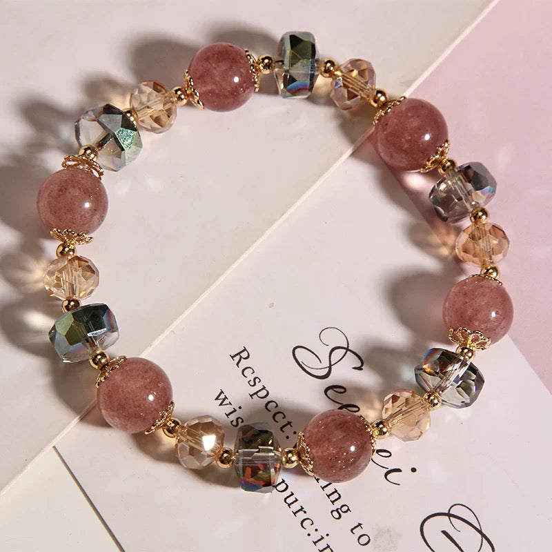 Natural Crystal Rose Quartz Heartthrob Bracelet Fresh Sweet Love Charm My Store