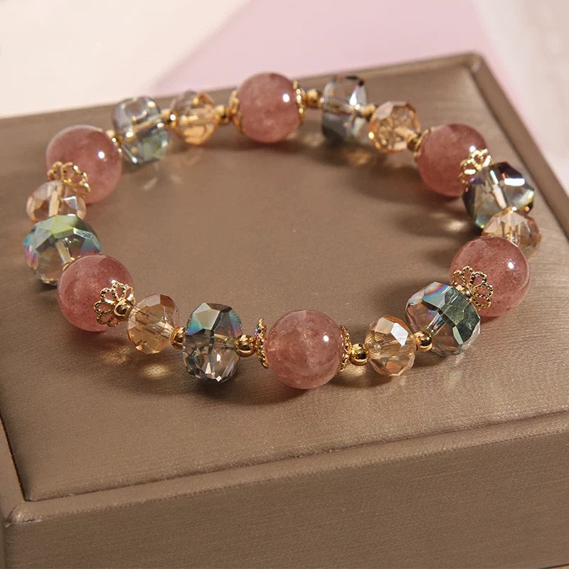 Natural Crystal Rose Quartz Heartthrob Bracelet Fresh Sweet Love Charm My Store