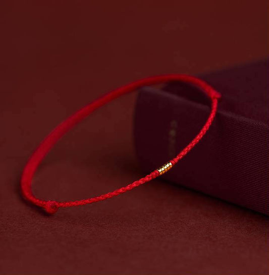 Tibetan Red String Bracelet - Buddhist Lucky Charm AU999 Rerhy