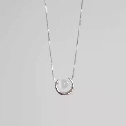 Moonstone Crescent Necklace - Crescent/Heart Gemstone Jewelry, Birthday Gifts/Energy Gift Rerhy