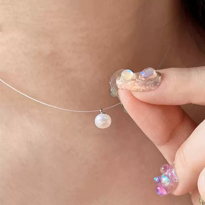 Pearl Tears Necklace: Mermaid's Tear Pearl Floating Sway Invisible Necklace for Women Rerhy