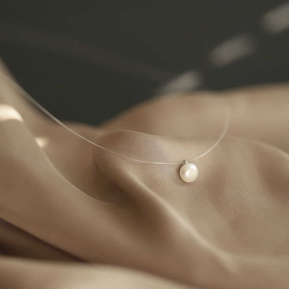 Pearl Tears Necklace: Mermaid's Tear Pearl Floating Sway Invisible Necklace for Women Rerhy