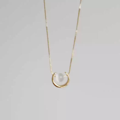 Moonstone Crescent Necklace - Crescent/Heart Gemstone Jewelry, Birthday Gifts/Energy Gift Rerhy