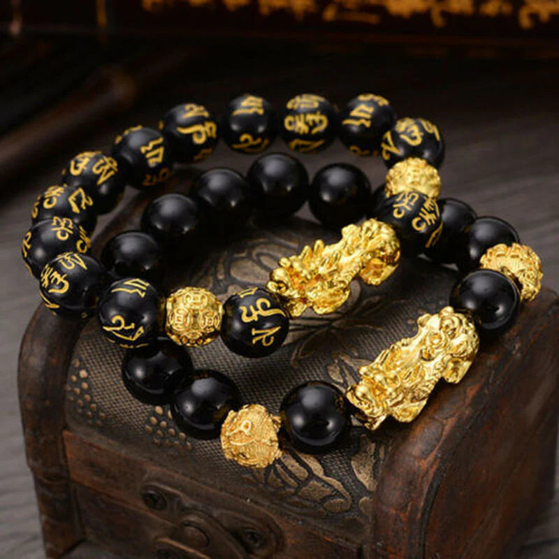 Feng Shui Pixiu Obsidian Stone Beads Bracelet Custom Charm Pi Xiu Bracelet My Store