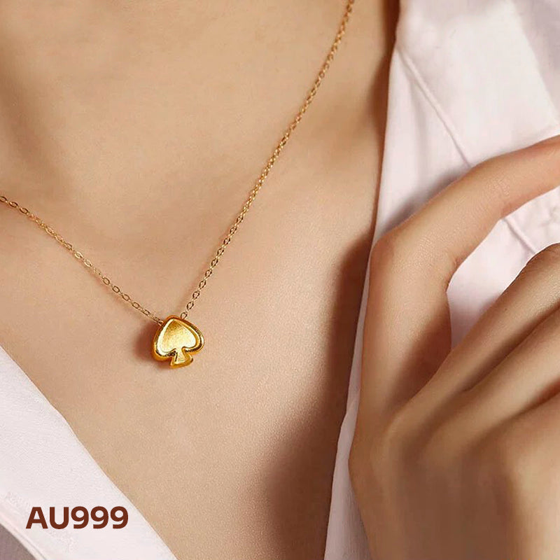 【Valentine's Day Gifts】Gold Necklace Spade Poker Winning Money-Buddhist Lucky Charm AU999