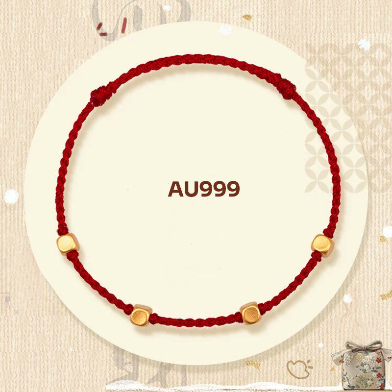 【Valentine's Day Gifts】Tibetan Red Rope Bracelet Bringing Wealth and Treasure 4 Gold Beads AU999