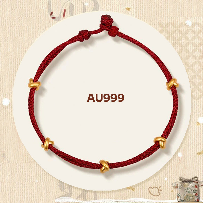 【Valentine's Day Gifts】Tibetan Red Rope Bracelet Gold Knots - Forever Together AU999