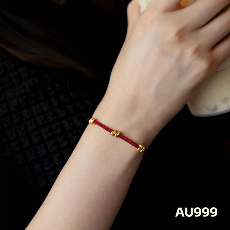 【Valentine's Day Gifts】Tibetan Red Rope Bracelet Gold Knots - Forever Together AU999