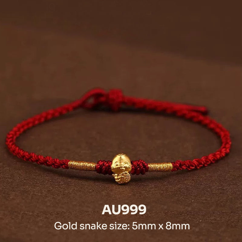 【Valentine's Day Gifts】Tibetan Red String Bracelet Cute Snake- Buddhist Lucky Charm AU999