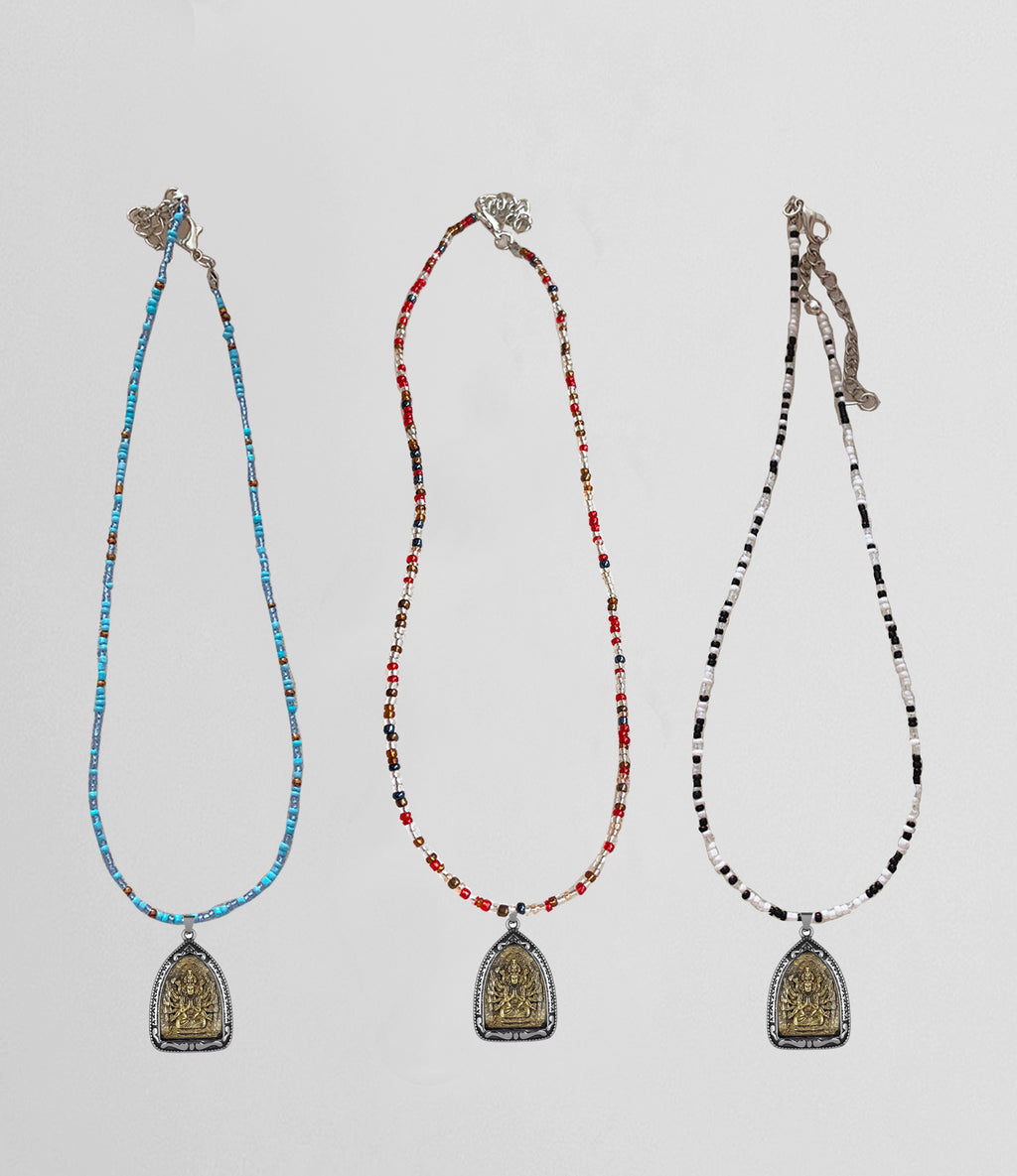 New Tibetan silver Buddha amulet Natural Energy Crystal protection necklace colorful My Store