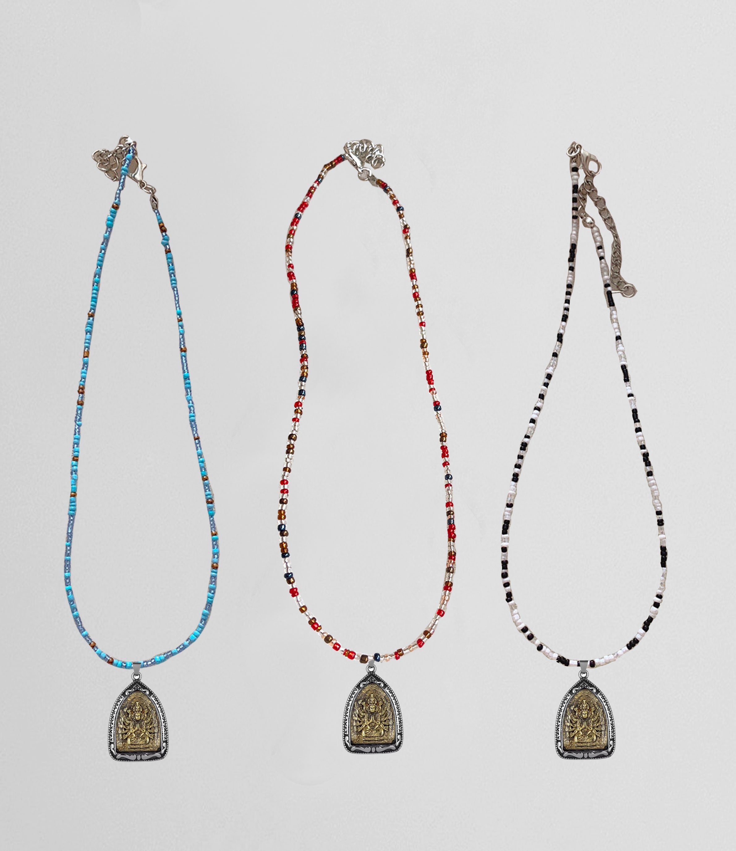 New Tibetan silver Buddha amulet Natural Energy Crystal protection necklace colorful My Store