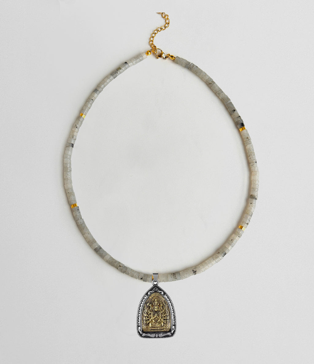 New Tibetan silver Buddha amulet Natural Energy Crystal protection necklace colorful My Store