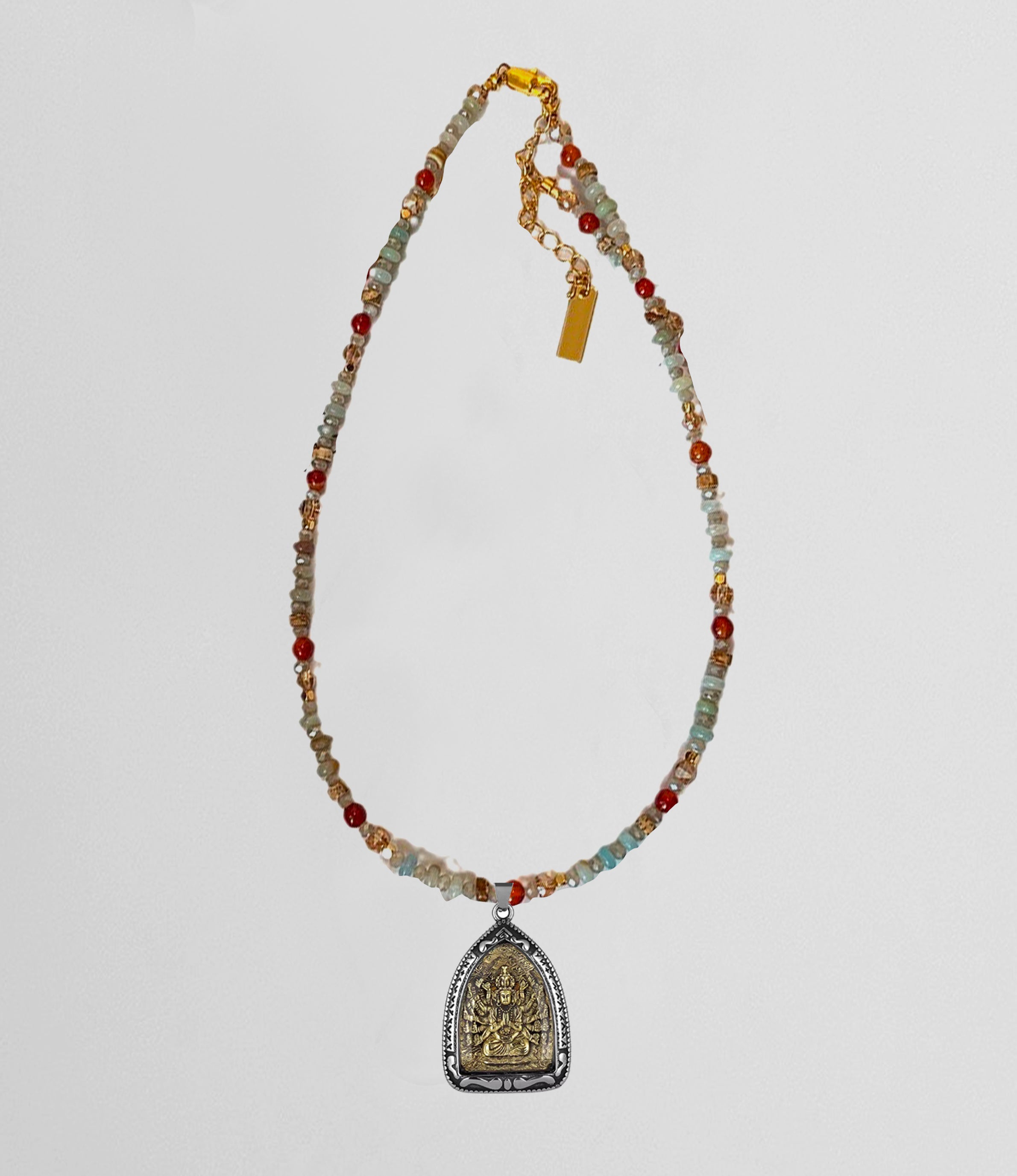 New Tibetan silver Buddha amulet Natural Energy Crystal protection necklace colorful My Store