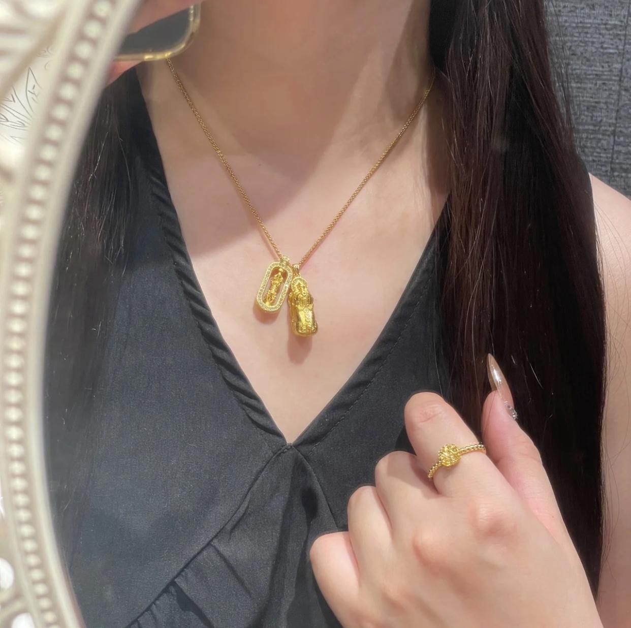 【FINAL HOUR!! Reg. 37.99$】Exquisite Feng Shui Pixiu Pendant, New Style Golden Choker Chain, Luxury Gift Rerhy