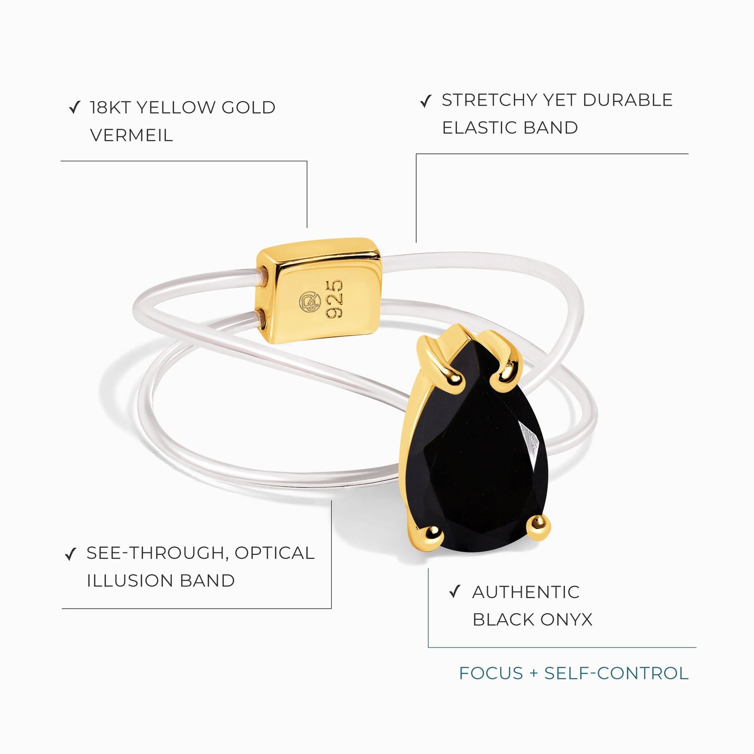 Black Onyx Ring Floating Sway Invisible Ring - STONE OF WILLPOWER Rerhy