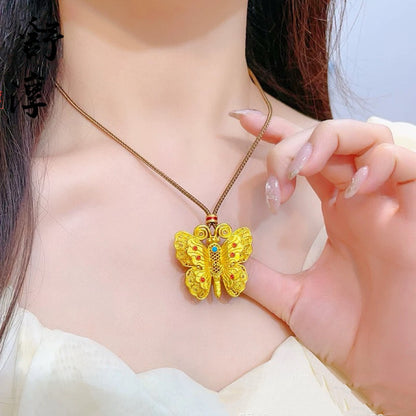 【Limited Offer: 45% OFF!】Enchanted Butterfly Enamel Necklace: Gold-plated, Butterfly luck necklace, no fading