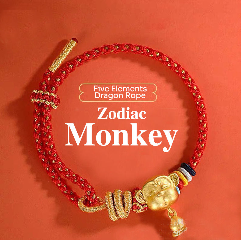 Buddha Red String Bracelet Zodiac Feng Shui - Buddhist Lucky Charm Good Luck Wealth Gift (Adjustable)