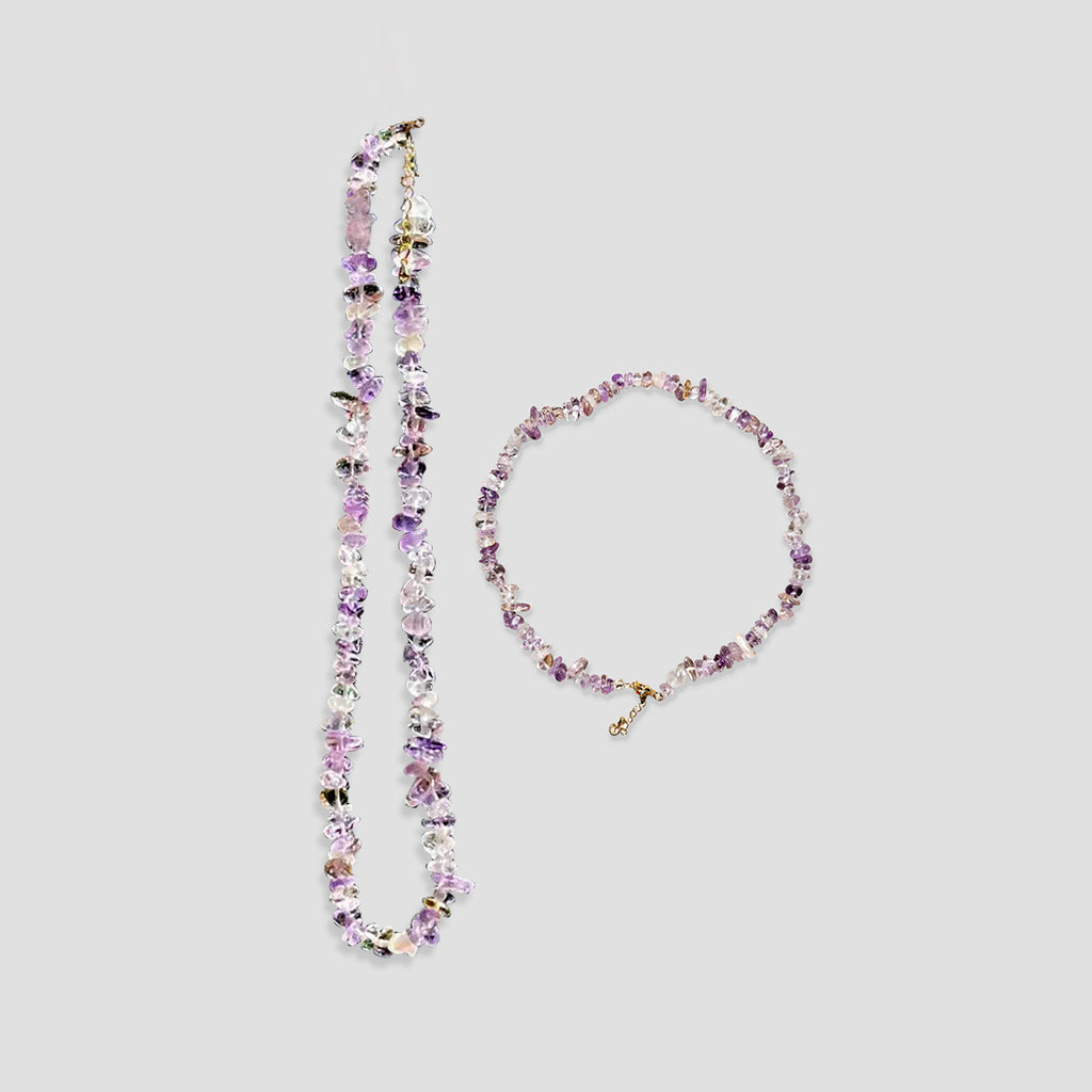 Pure handmade natural crystal stone necklace color set - wealth health love Rerhy