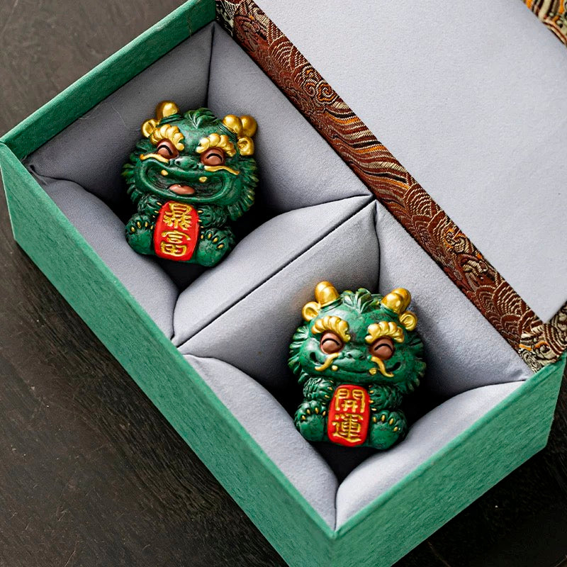 Pixiu Home Fortune-attracting Ornaments, Car Fortune-attracting Feng Shui Ornaments, Qilin Wealth Green Sandstone