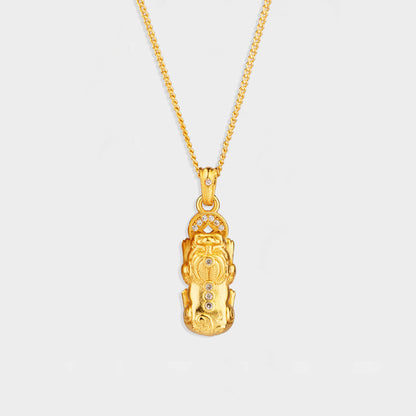 [Valentine's Day Gift Box! The Best-Selling Pixiu Set Brings You and Your Loved Ones Unlimited Wealth] Exquisite Feng Shui Pixiu set: Gold Pixiu Pendant + Pixiu Vajra Necklace