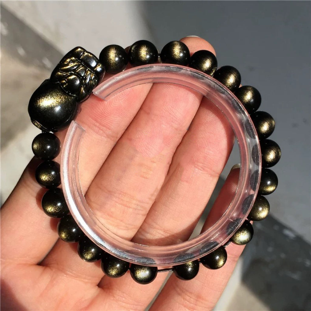 Pixiu Bracelet Ward Off Negativity and Attract Good Luck Bracelet  Gold Obsidian Pixiu Bracelet My Store